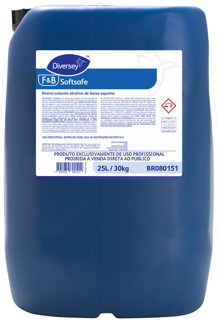 SOFTSAFE 30kg - DESINCRUSTANTE ALCALINO DE BAIXA ESPUMA